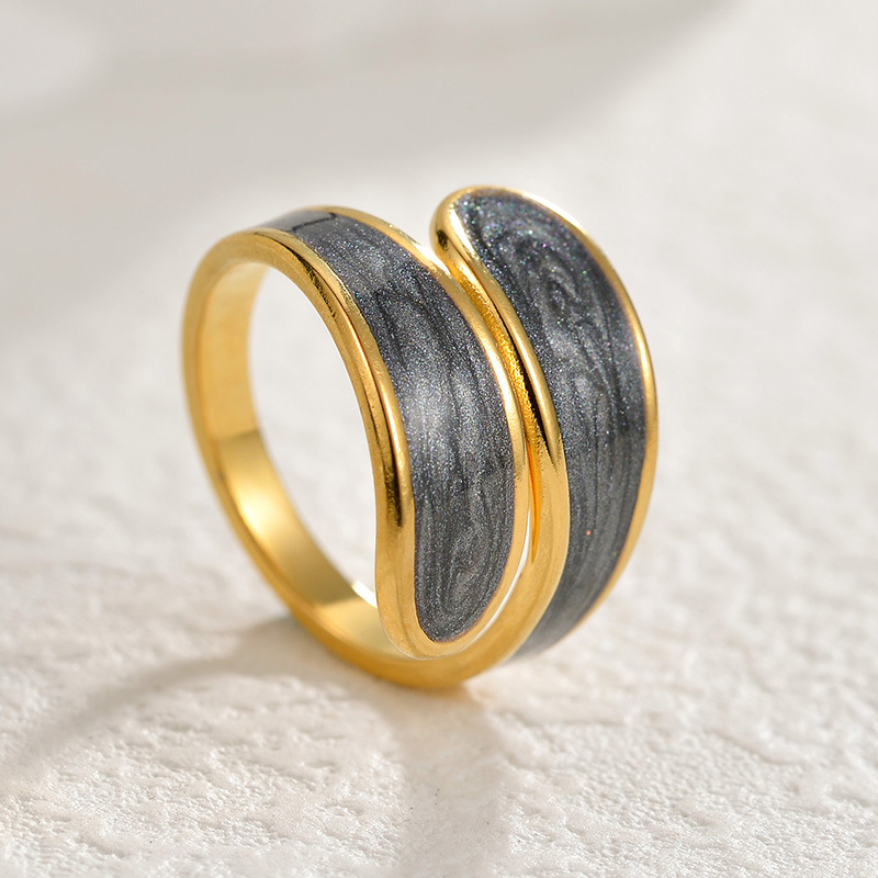 8g Weight Rings Classification Adjustable Ring Size 1 Piece Quantity Holiday, Daily Occasion Titanium Steel Material Geometric Pattern Women's Gender Enamel Design Casual, Simple Style Style Wholesale Jewelry Casual Simple Style Geometric Titanium Steel Enamel Rings 2