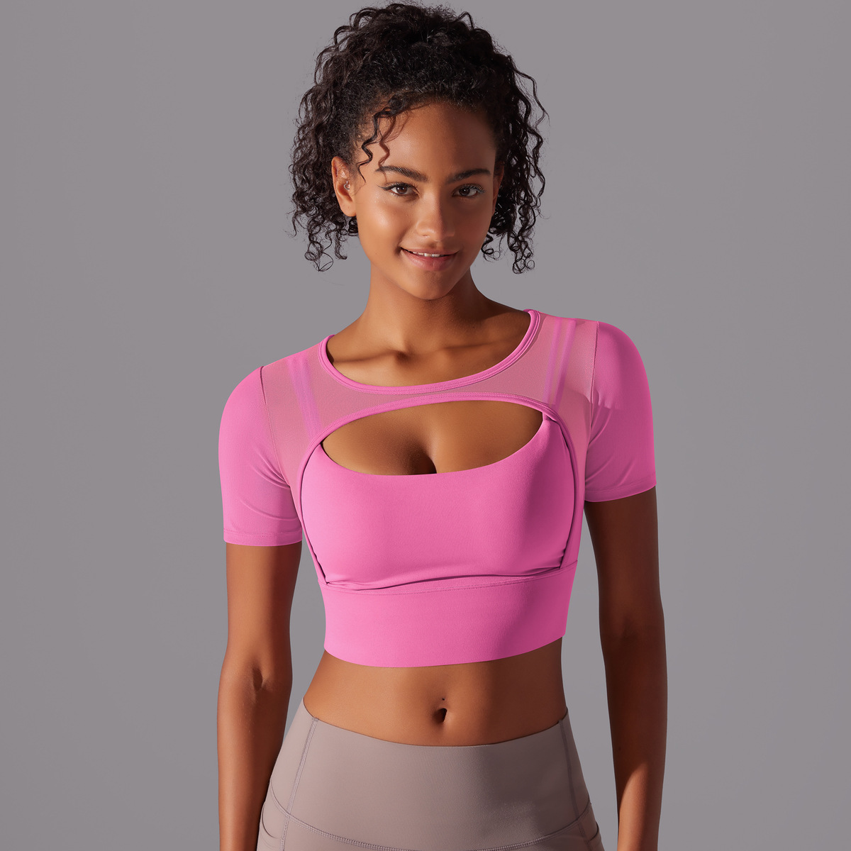 182g Weight Short Sleeve Sleeve Length Pullovers Placket Type Nylon, Spandex Fabric Type Short Top Length T-shirt Tops Type Yoga, Sports Occasion Round Neck Neckline Solid Color Pattern Women Gender Hollow Out Craft Fitness Sport Style Solid Color Nylon Spandex Round Neck Hollow Out Active Tops T-shirt 22