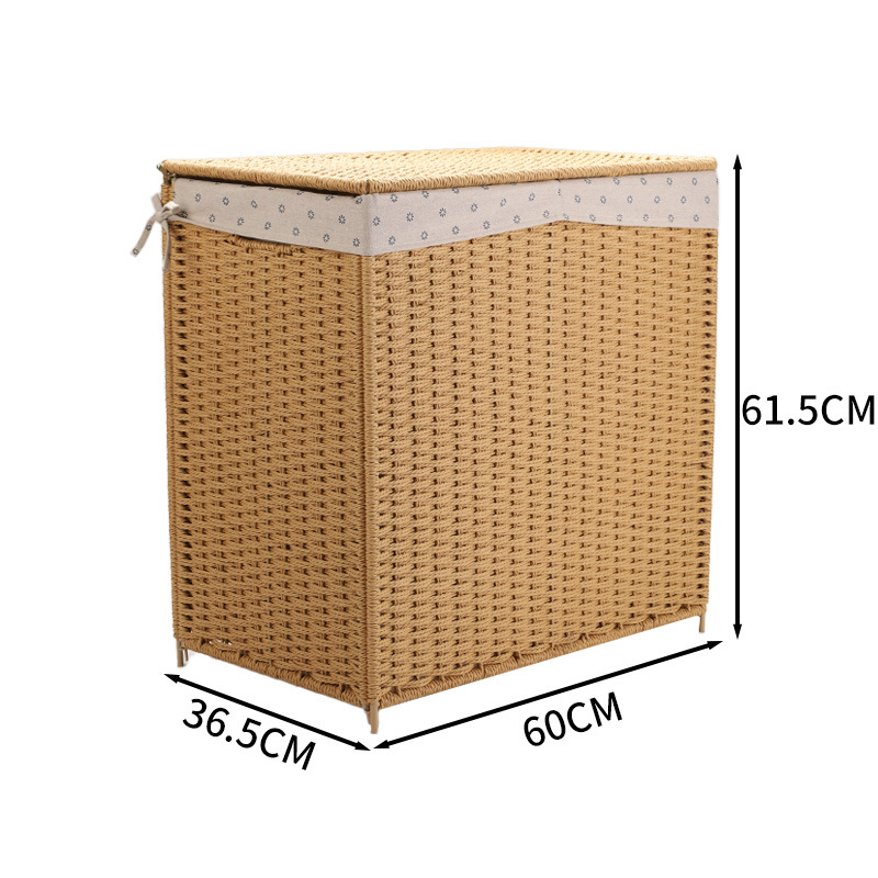 Cesta de lavandería plegable de estilo nórdico personalizada Cesta de ropa sucia tejida de paja Artículos para el hogar tejidos a mano Cesta de almacenamiento de ropa sucia