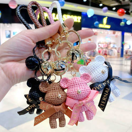 Creative cartoon Nordic resin wool bear keychain fashion bag accessories car key chain ring cute pendant