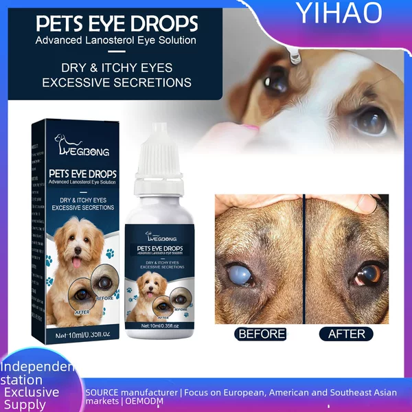 Yegbong Pet Eye Drops Pet Tear Stain Remover Softens Eye Area Skin Gentle Cooling Eye Drops