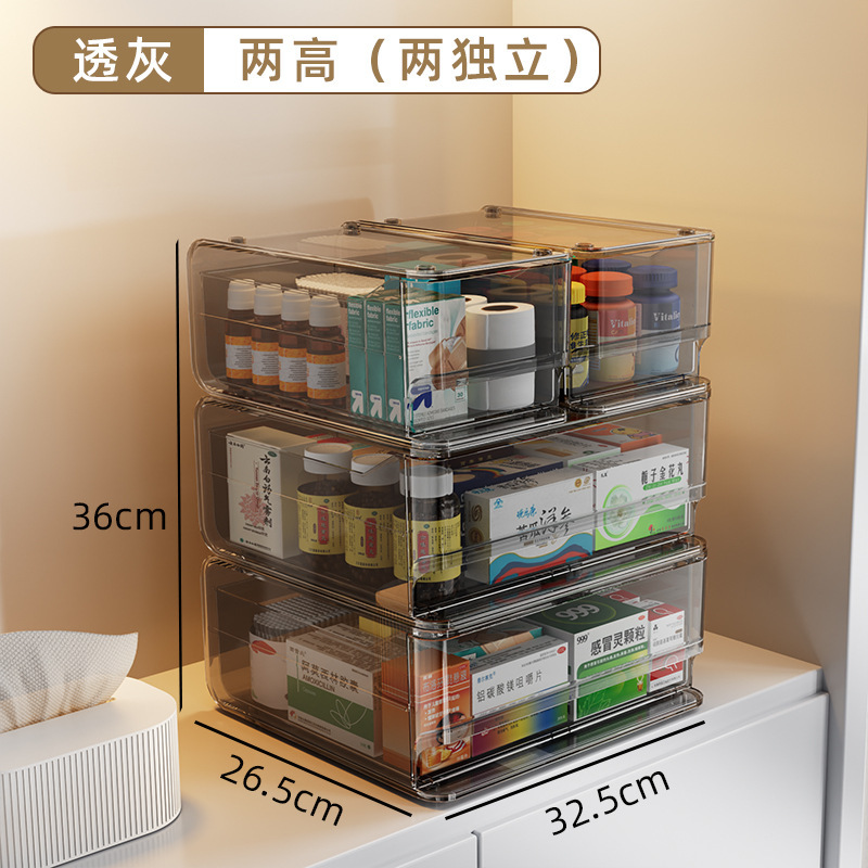 家庭用薬箱多層収納ボックス引き出し型薬透明薬オーガナイザー収納ラックデスクトップ工場直販|undefined