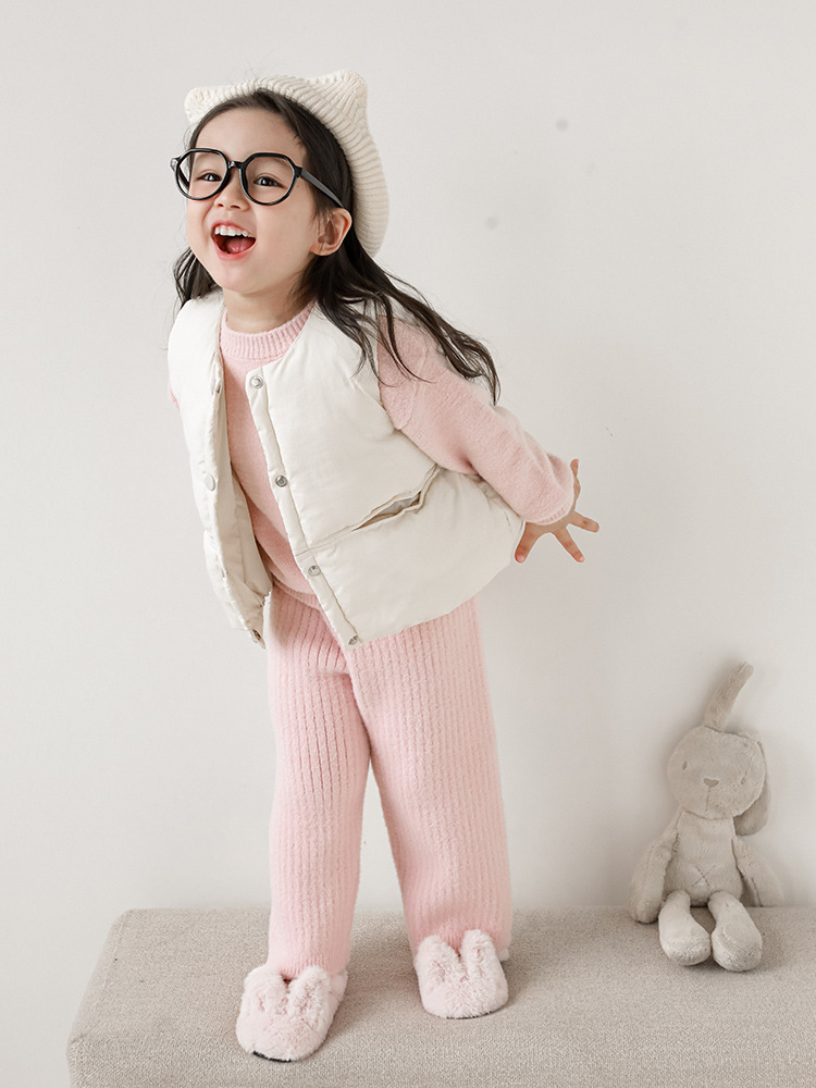 Chaleco de Algodón Cálido y Elegante para Niñas Qiuduo, Nuevo Modelo de Invierno 2025, Chaleco Informal Versátil para Niños, Abrigo Grueso para Bebés