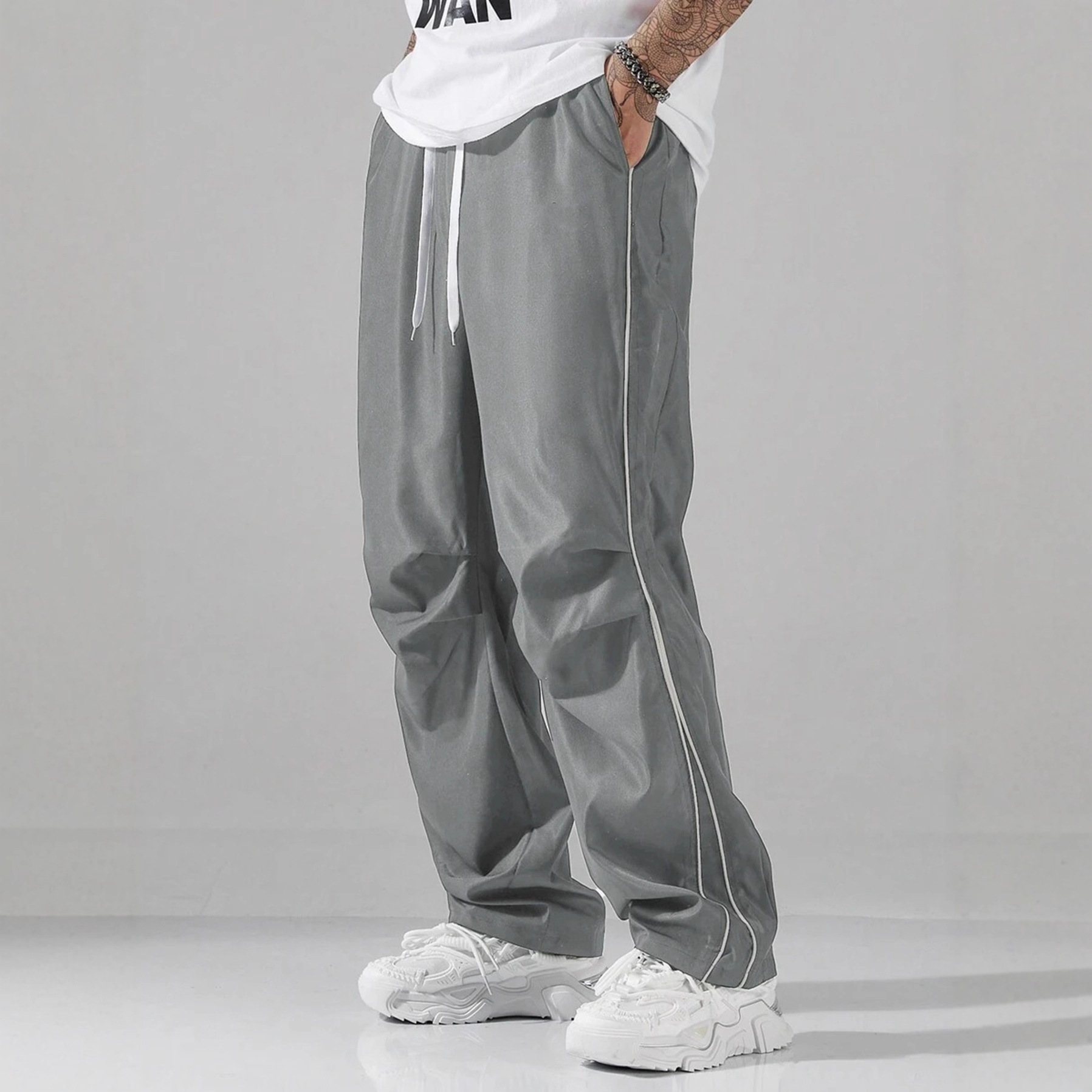 Nuevos pantalones funcionales retro de estilo transfronterizo de alta calle, pantalones deportivos casuales de hombre, pantalones rectos sueltos de estilo portugués