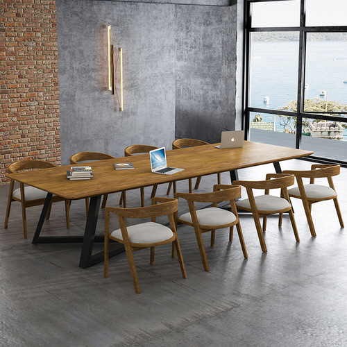 American Solid Wood Company Meeting Table Reception Negotiation Chairs Industrial Style Simple Leisure Employee Computer Office Desk