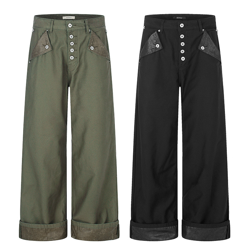 Tuochuan Ck3630 American Retro Five-Button Straight-Leg Jeans Unisex Loose Paris Button Casual Wide-Leg Pants Trendy