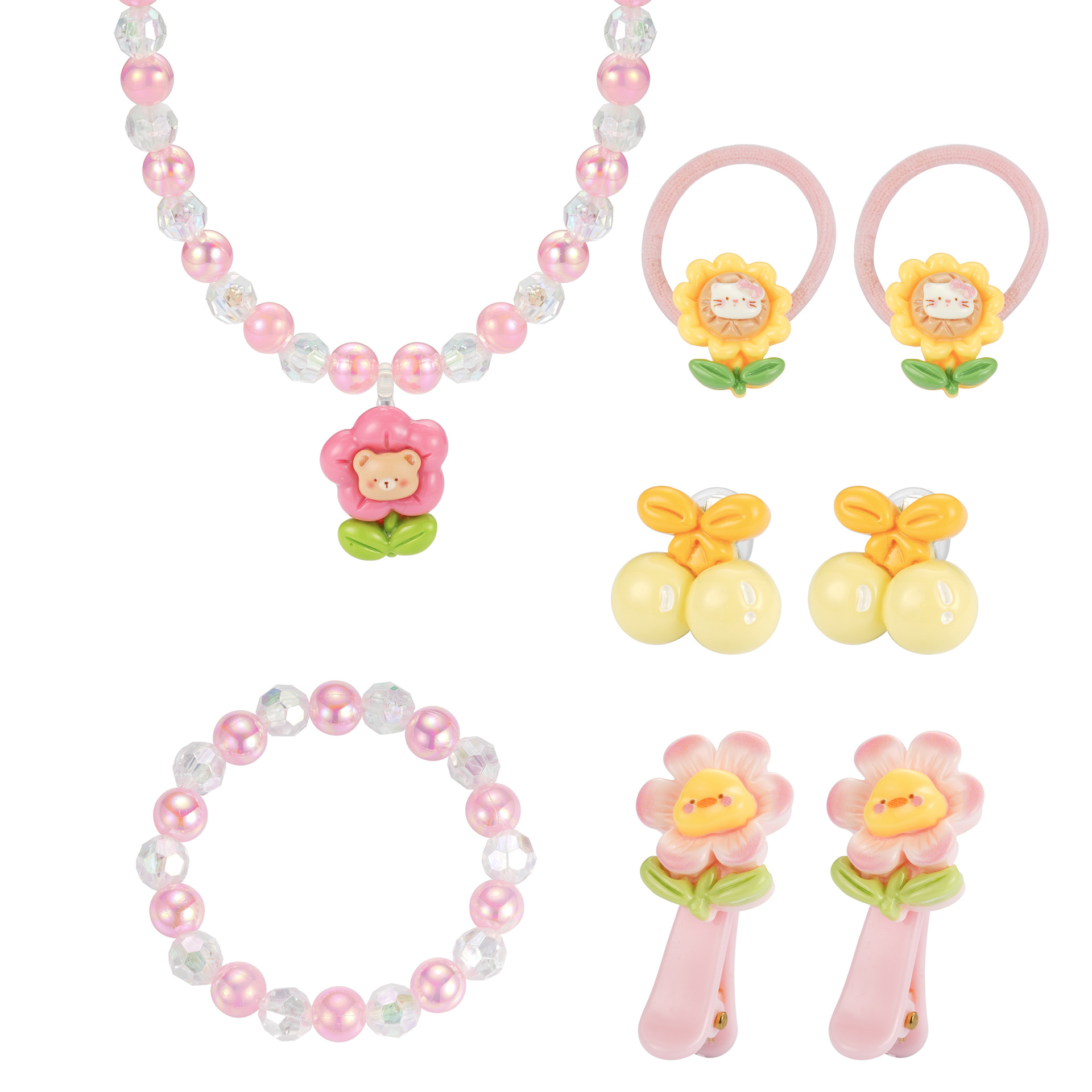 Resina transfronteriza encantadora dibujos animados flores de sol para niños cuentas collares brocas de pelo joyas de mano cubierta de joyas de niña pequeña image 4