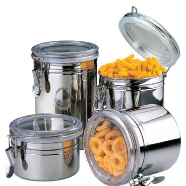 Cuatro piezas de almacenamiento de alimentos sellados tarro de té de acero inoxidable tarro de almacenamiento de granos de café de tabaco rallado tarro snack tarro de mantenimiento fresco