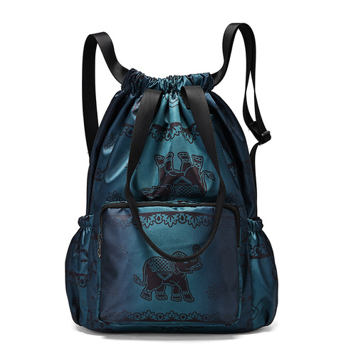 Double-shoulder bag with drawstring pockets, simple and versatile backpack, lightweight for sports, outdoor travel, storage bag, suitable for women, foreign trade.