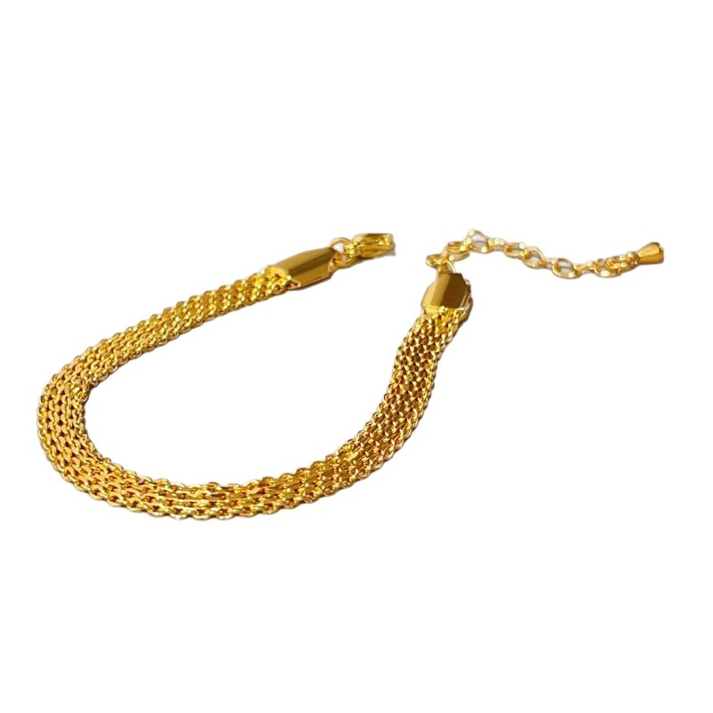 中古織りゴールド時計ストラップブレスレット女性用電気メッキ 18K リアルゴールドスネークボーンチェーンライト高級ハイエンドハンドジュエリー|undefined