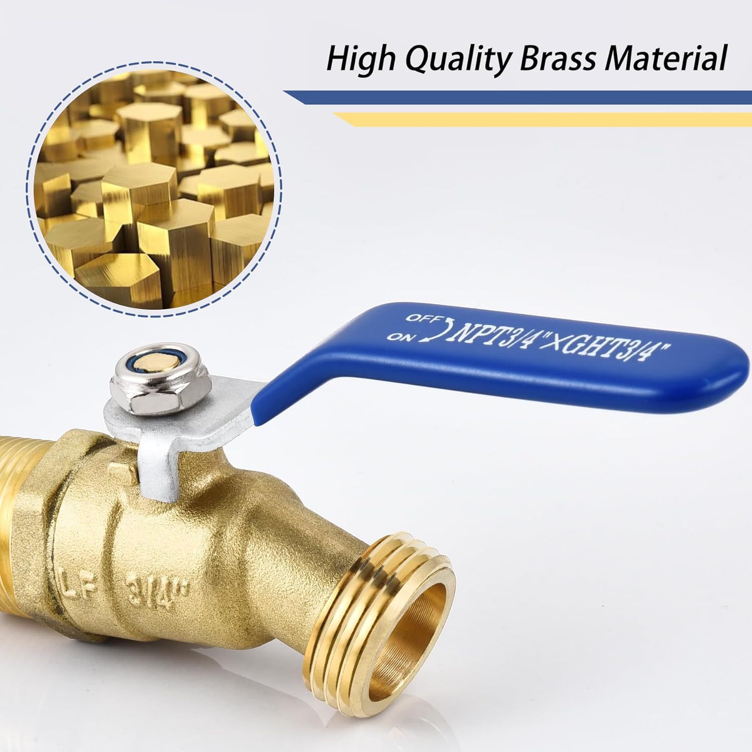 Cross-border brass ball valve 3/4 GHT X 3/4 NPT garden hose threaded faucet switch undefined