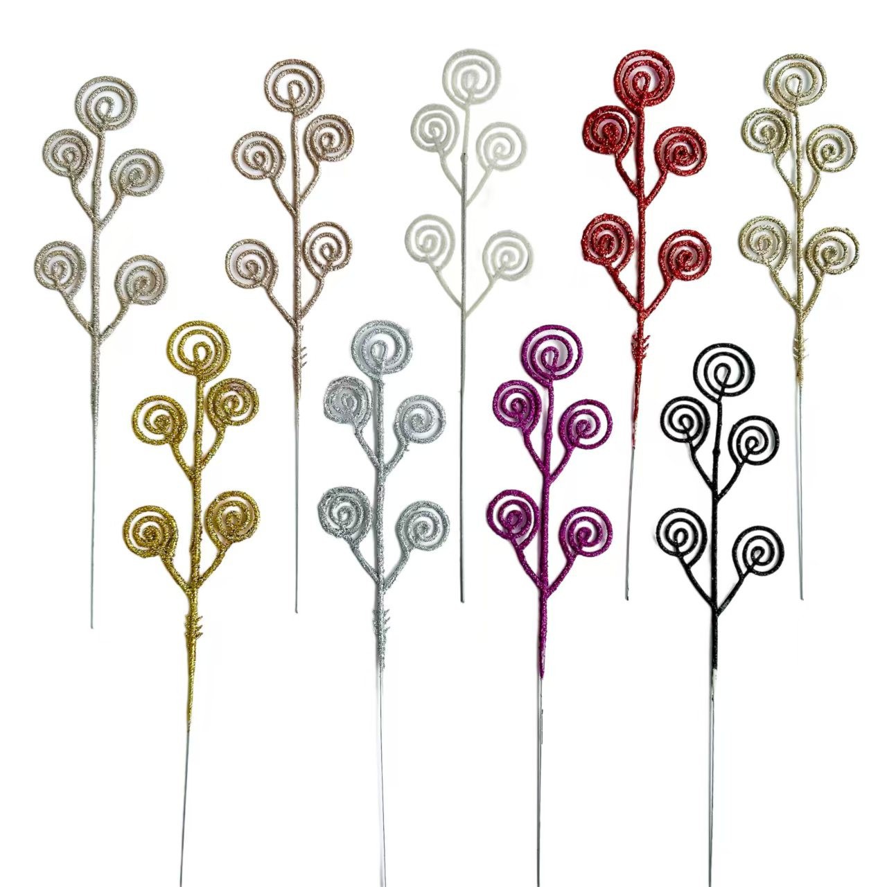 跨境专供仿真圣诞金粉糖果圈树枝叶片圣诞节棒棒糖彩色圣诞树装饰