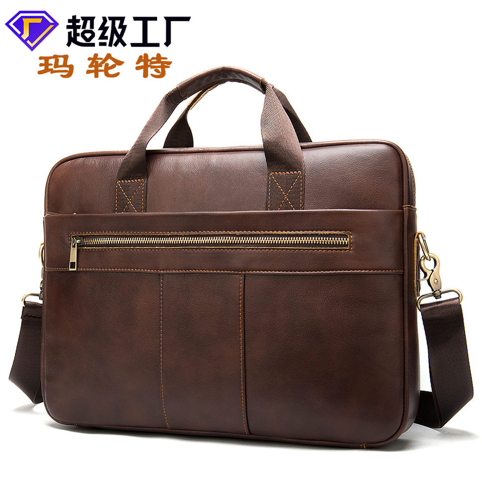 Túi công sở nam bằng da bò thật , túi xách tay đựng vừa laptop 15 inch — Cà phê đậm 1116, Cà phê, Màu đen vân vải