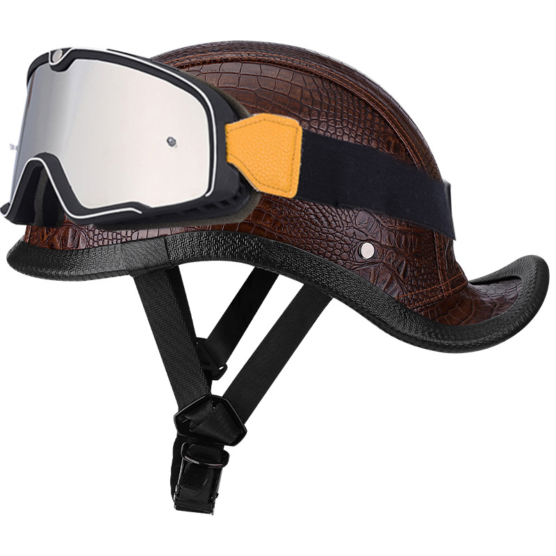 다크 다크 브라운 체크 가죽 + 대형 프레임 고글-꼬리 꼬리