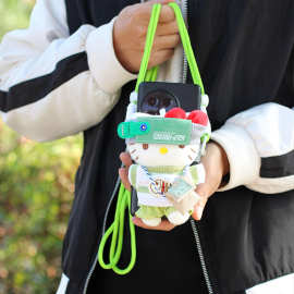 通用手机背夹hellokitty猫公仔毛绒斜挎绳可爱可调节挂绳卡通玩偶
