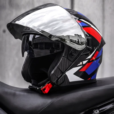 3C certified, three-quarter half helmet for – Motosiklet kaskı (dəbilqə) - blue-blade-armor-silver-plated-mirror-free-high-definition-mirror-l58-59-head-circumference