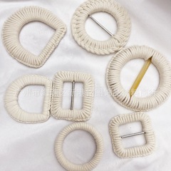 手編みのベルトのバックルの綿の紐の米の白色の幾何学の図形のワンピースのベルトの部品のメーカーは韓国版の欧米風を卸売りします。