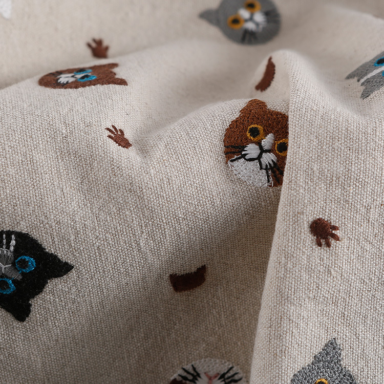 刺繍布動物猫刺繍手作りファッション家庭用品ドレス装飾生地立体刺繍