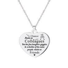 亚马逊爆款chance made us colleagues 不锈钢钥匙扣项链刻字礼物
