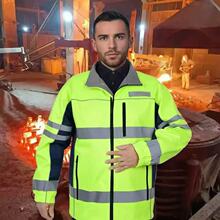 新款高反光加厚加绒保暖防水防寒工作服夜间作业安全户外服劳保服