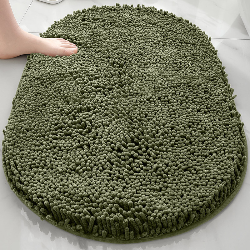 Alfombra absorbente de baño de chenilla ovalada Alfombra de pie de puerta de baño Alfombra antideslizante de entrada de baño Alfombra de dormitorio