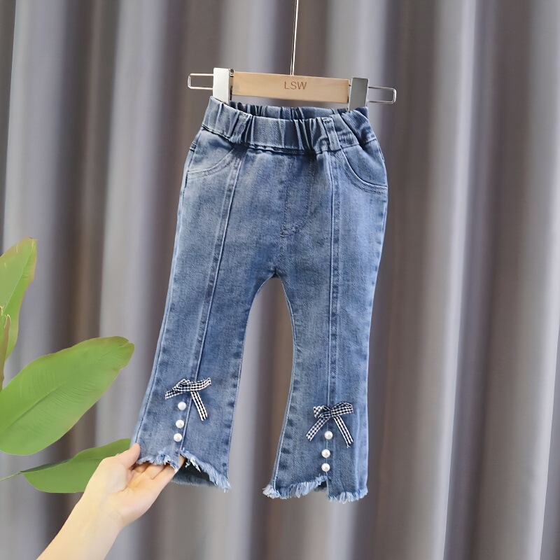 Girls' Jeans Spring and Autumn Children's Clothing Children's Pants Toddler Korean Style Long Pants Baby Loose Skinny Pants