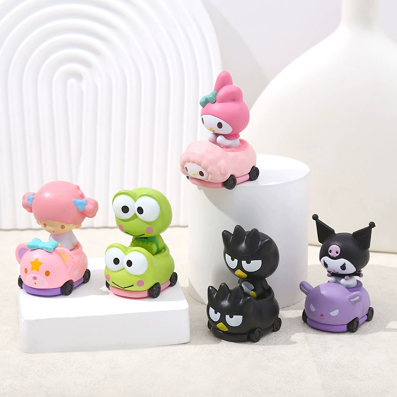 Toy figures (Sanrio style) 10‑piece pull‑back car set, assorted kawaii characters