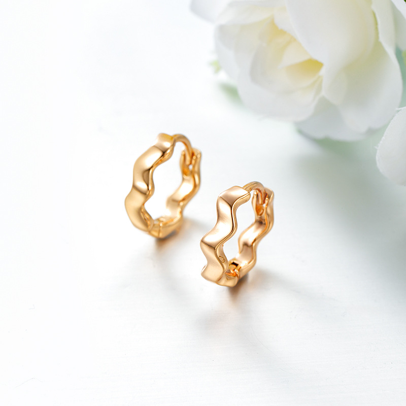 Xuping ondulado simple orejas de cobre chapado 18k retro estilo ruso orejas personalizadas para mujeres image 7