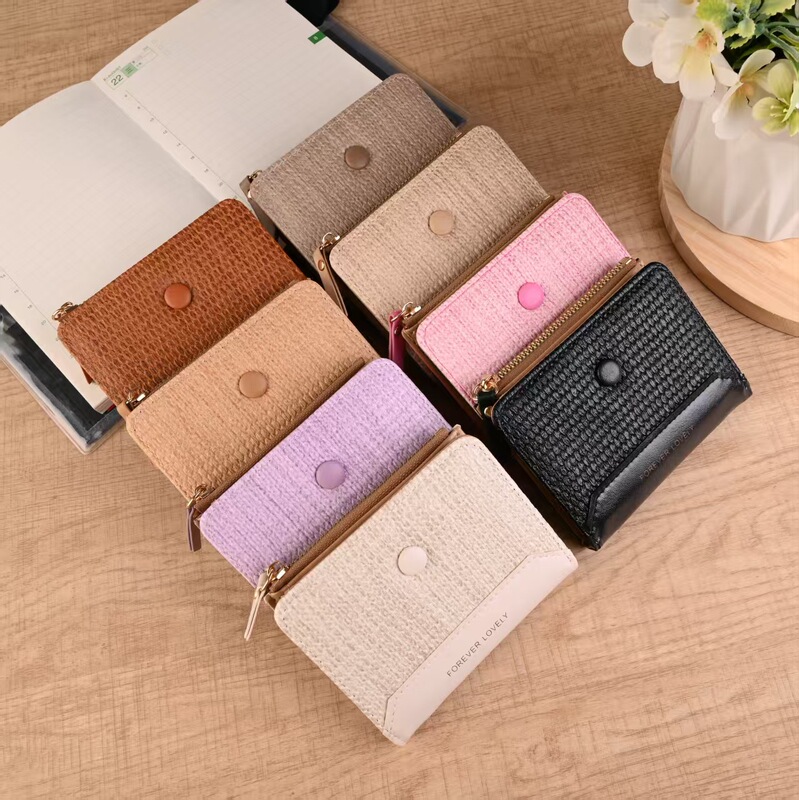 Foreveryoung Cross-Border Foreign Trade Wallet Short Style Pu Coin Purse Card Holder with Card Splicing Design Portable Snap Button Foreveryoung Cross-Border Foreign Trade Wallet Short Style Pu Coin Purse Card Holder with Card Splicing Design Portable Snap Button