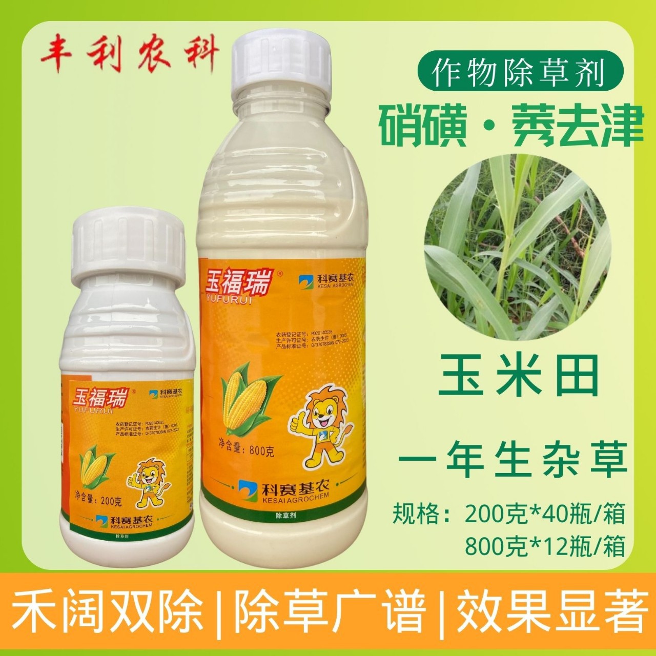 玉福瑞硝磺莠去津玉米地苗后安全除草剂玉米专用科赛基农