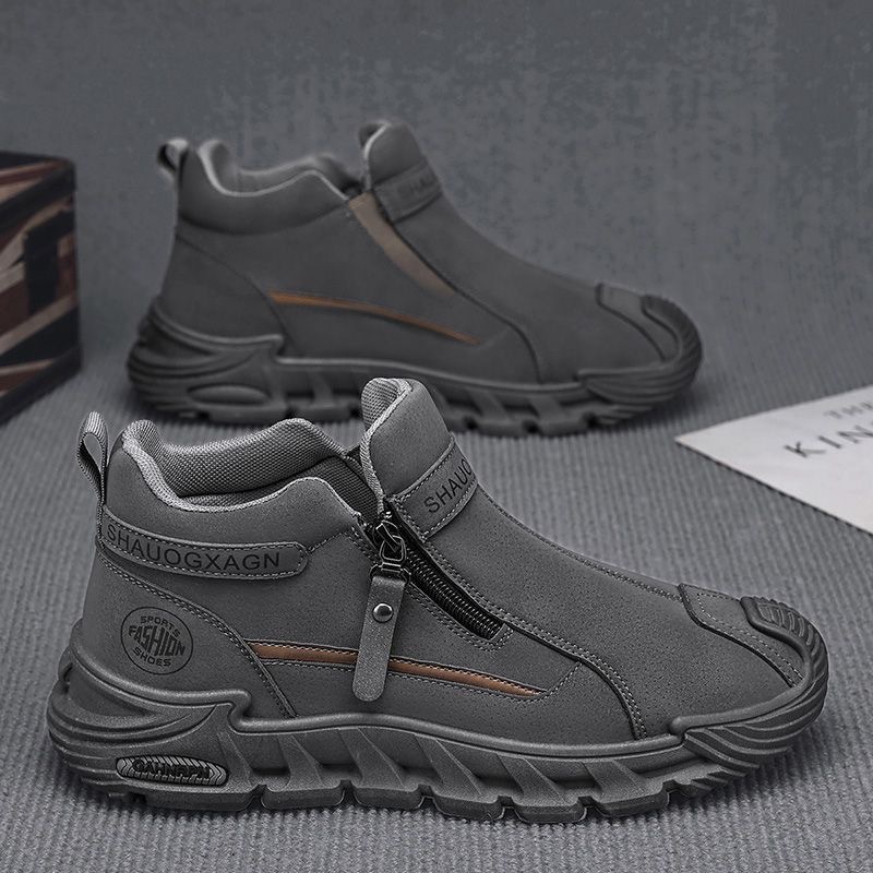 Zapatos de seguro laboral zapatos masculinos nuevos zapatos de alta ayuda en otoño zapatos masculinos antideslizantes y resistentes al desgaste sitio de construcción para trabajar deportes y ocio Martin