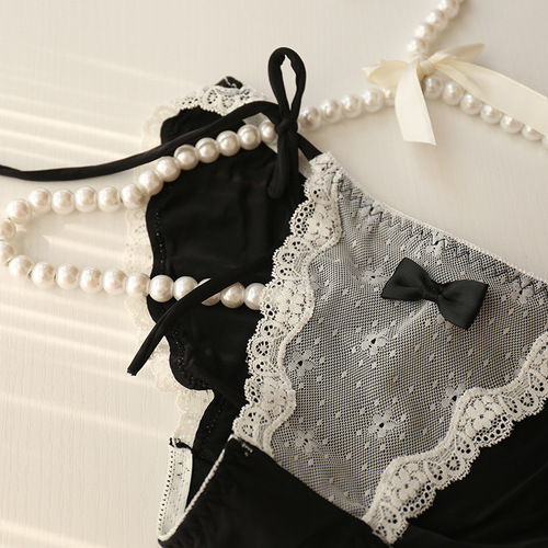 A271 lace up double rope milk silk women's underwear Japanese girl student briefs low waist strawberry mesh ice silk
