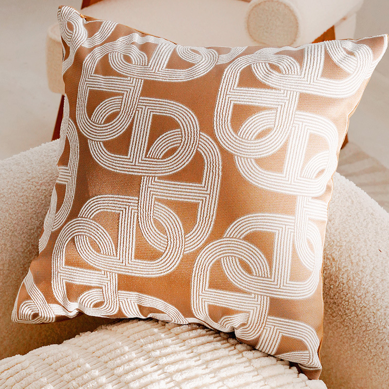 Funda de almohada cuadrada 45x45cm con hebilla plana real marrón con leche