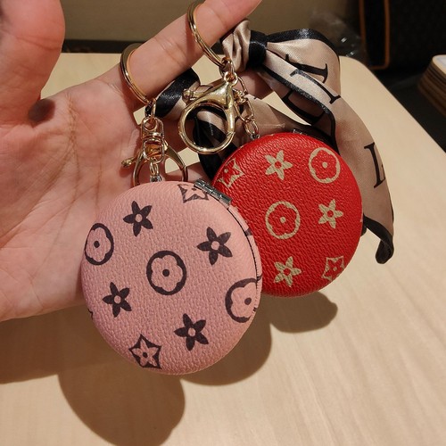 Keychain Portable Elderly Leather Mirror Double-Sided Bag Accessory Small Gift Cross-Border Fashion Influencer