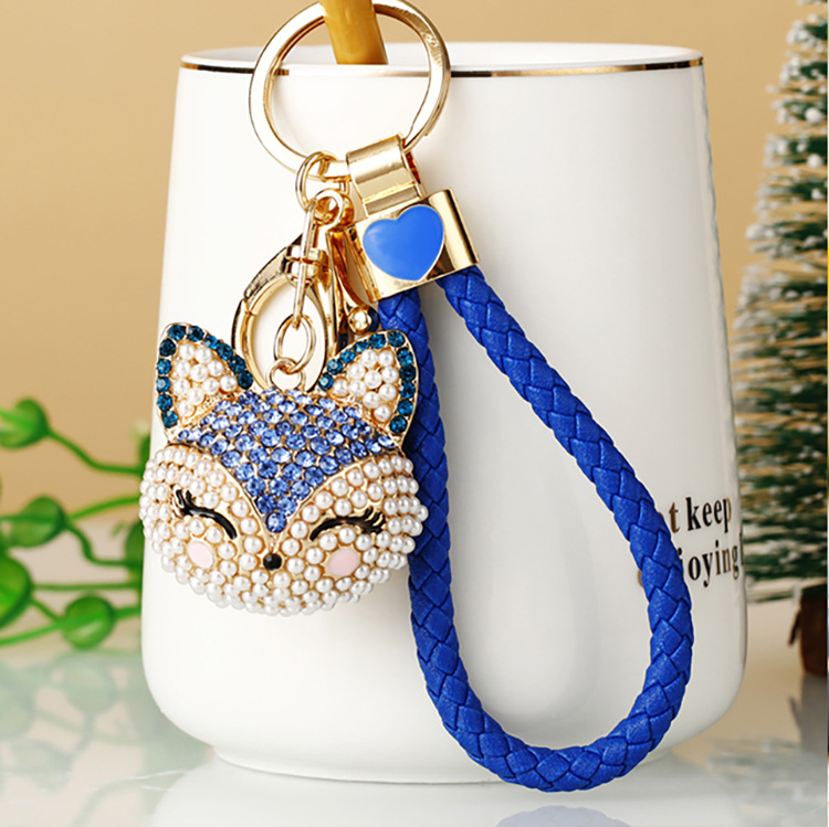 Pu Leather, Alloy Material Cute Animal Pu Leather Alloy Inlay Rhinestones Women's Keychain