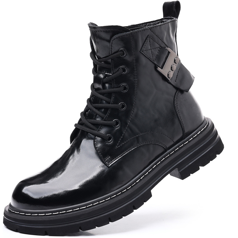 Botas Martin de los hombres de cuero genuino botas altas botas de cuero altas botas de los hombres forrados de lana botas calientes botas casuales zapatos de los hombres botas
