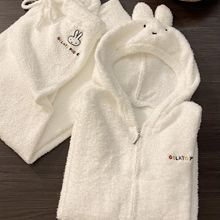 软糯糯甜美可爱兔子连帽加绒睡衣女秋冬季可外穿保暖家居服两件套