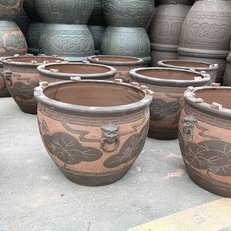土陶缸鱼缸大水缸荷花睡莲庭院别墅门海园林绿化景观种花种树装饰
