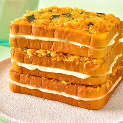 Tuna and meat floss sandwich toast with cream cheese and meat floss bread, breakfast soft bread, full box cake, snack.