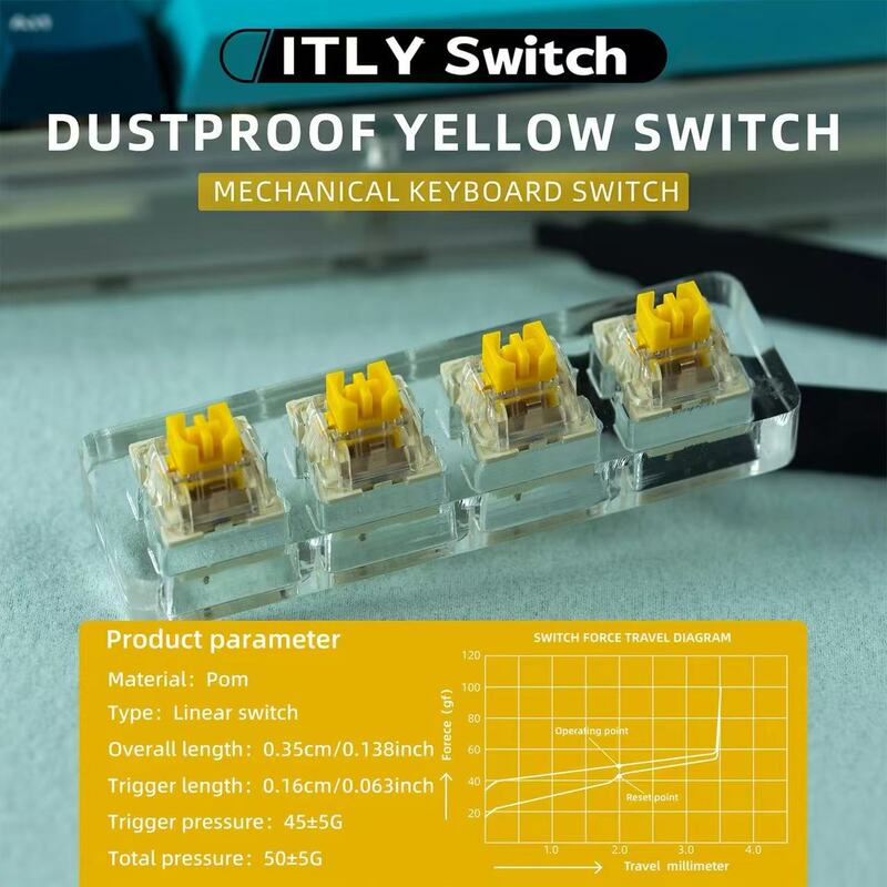 Mechanical Keyboard Switch Dustproof Linear Yellow Switch 3 Pin Suitable for Parallel Device Pulling and Sleeve