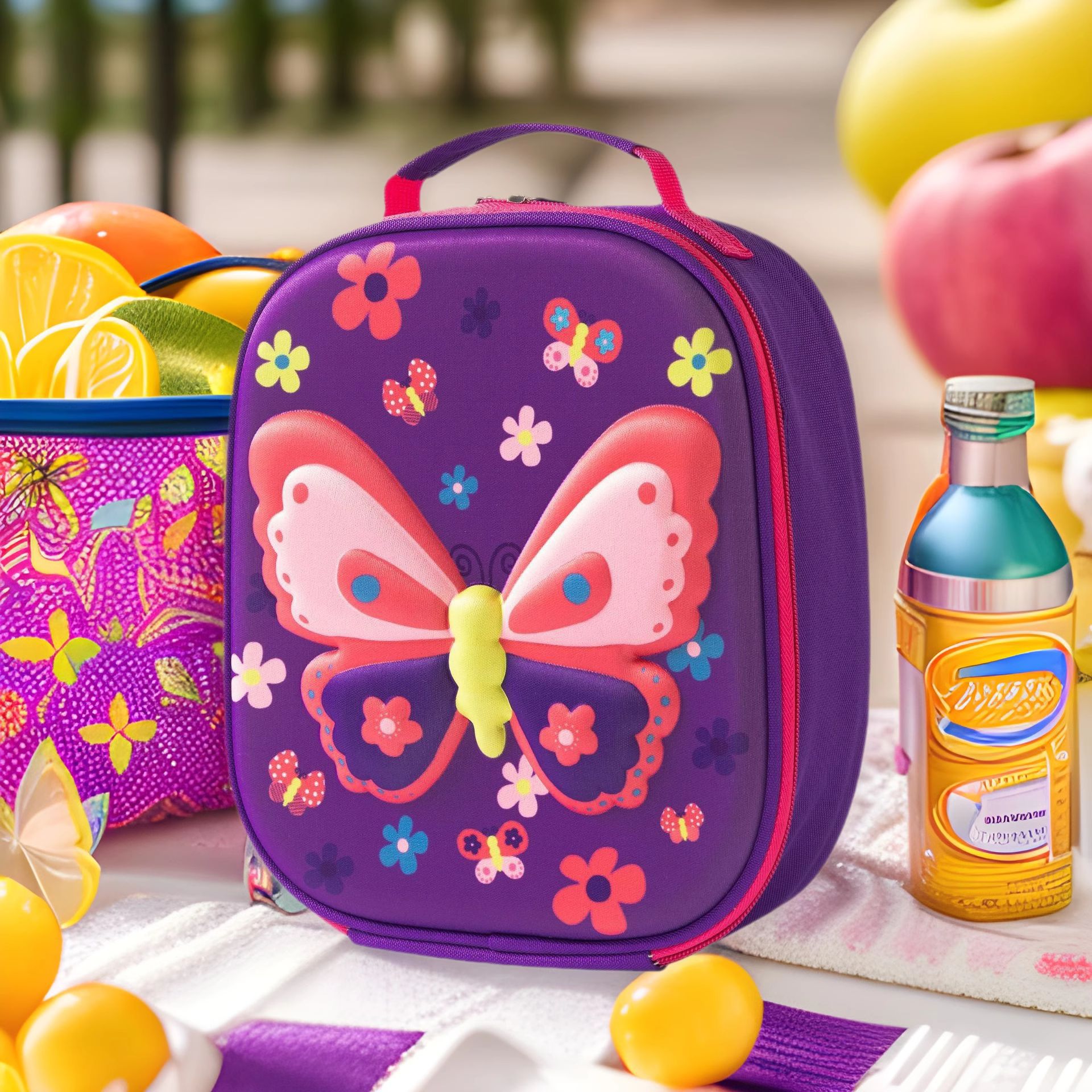 New Eva Laminated 3D Cartoon Kidsren's Lunch Bag Sweet Girl Unicorn Satchel Snack Fruit Lunch Box Bag