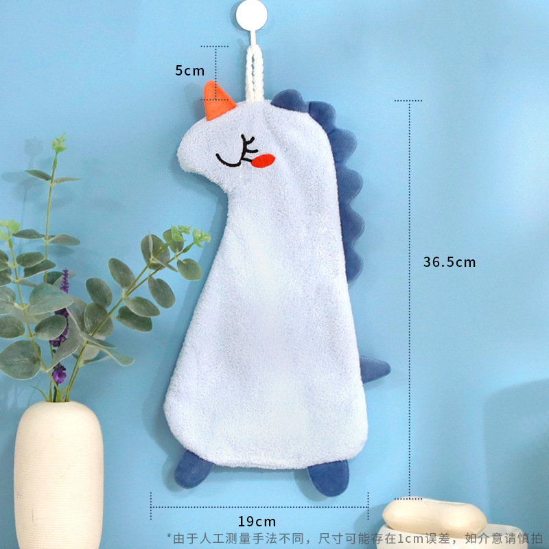 Animal de dibujos animados toalla de mano colgando de lana de coral toalla pequeña toalla cuadrada suave absorbente de secado rápido cocina baño trapo