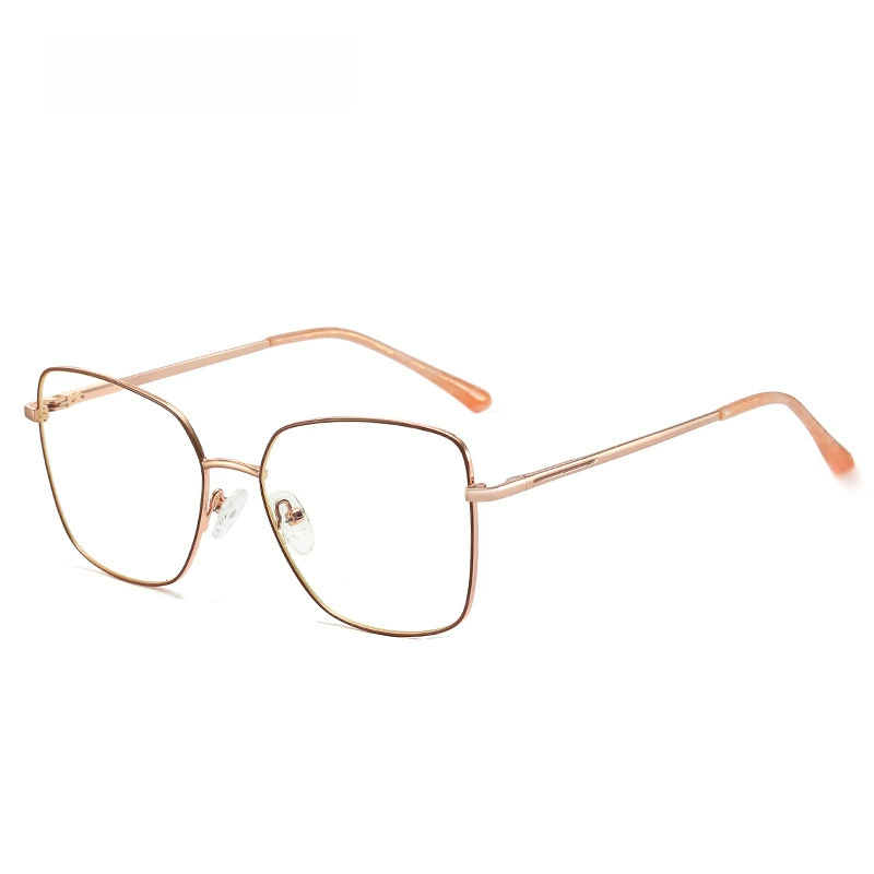 91210 new anti -blue light glasses metallic plain large frame flat light mirror men's and women's same board leg glasses framework