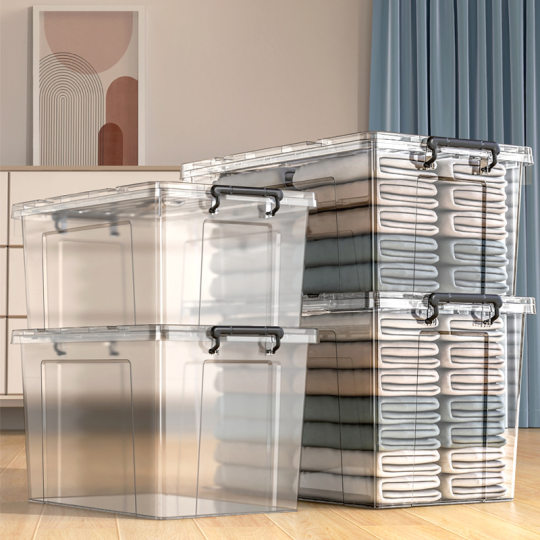 Household Transparent Storage Box Clothes Toy Storage Box Plastic Lid Thickened Extra Large Quilt Storage Box