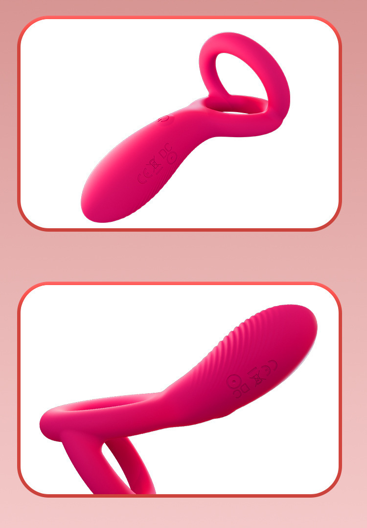 Remote-Control Vibrating V-Shaped Double Ring with 10 Frequencies, Silicone Couples Wearable — detail image 18