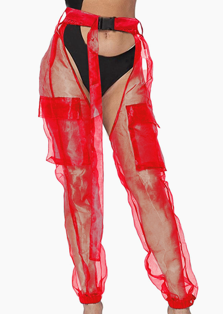 Women's Nightclub Locomotive Style Streetwear Transparent Skinny Pants Full Length Casual Pants display picture 6