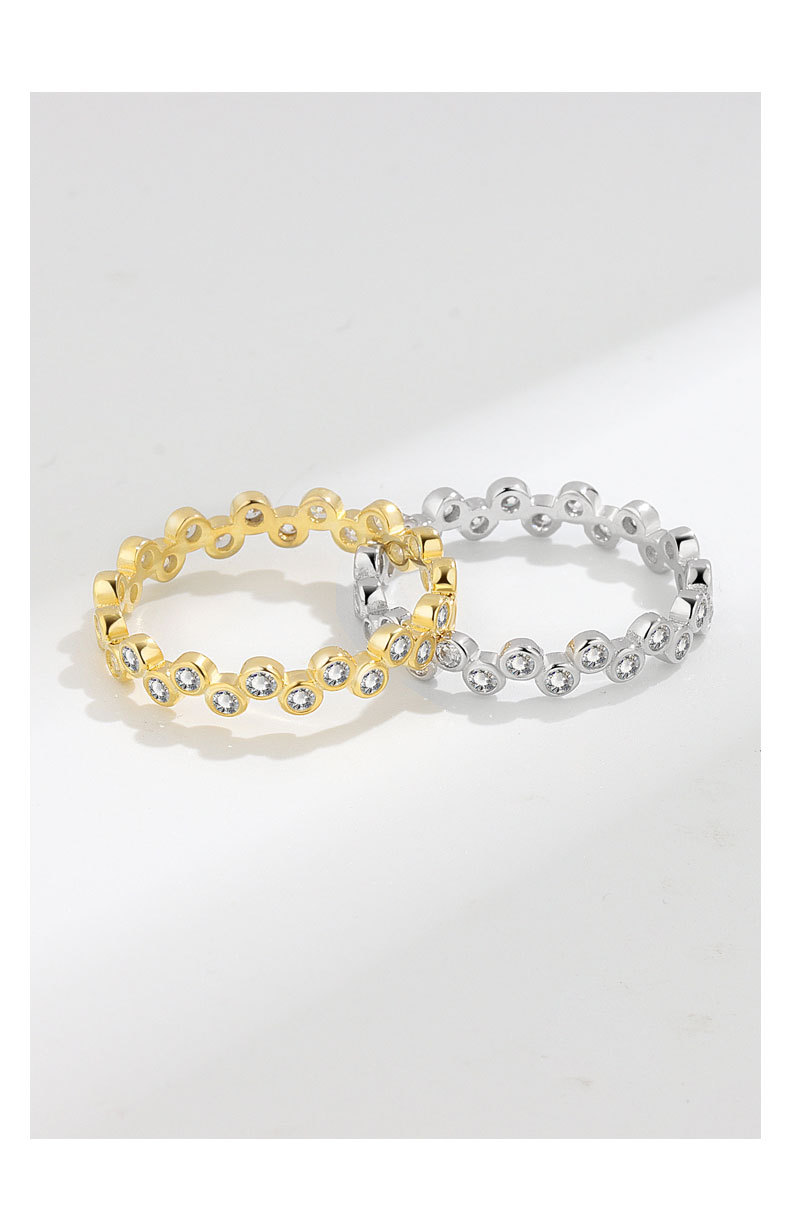 All Seasons Season 18K Gold Plated 925 Sterling Silver Zircon Round Rings 925 Sterling Silver Rings