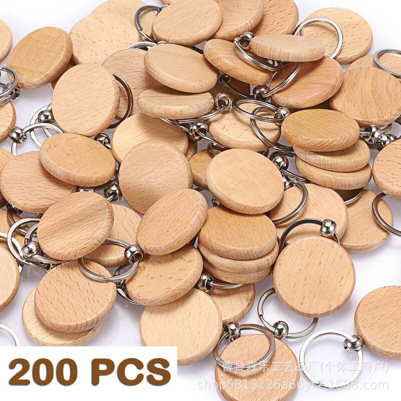 Beech Keychain Pendant Custom Pattern Logo Text Blank Keychain Pet Tag Bag Key Pendant