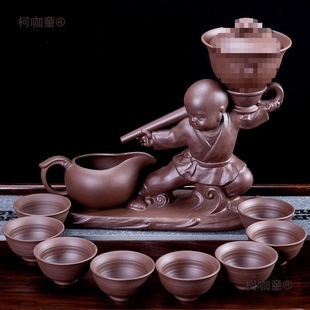 Creative Purple Clay Set for Home Use, Automatic Rotating Tea Set for Lazy People, Ceramic Handmade Teapot, Teacup, Kung Fu Brewing, Maitai Bao