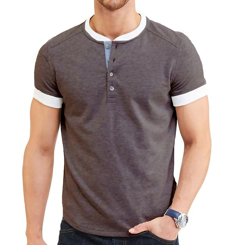 Sommer Neue Europäische und Amerikanische männer Casual Vielseitig Kurzarm T-shirt Rundhals Einreiher Top_voghion.com